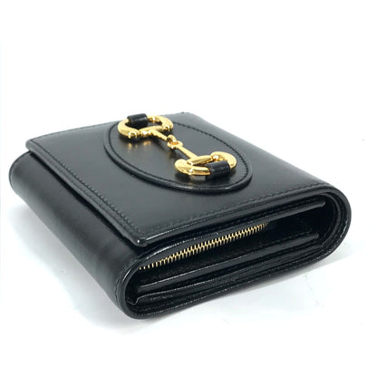 GUCCI Folded wallet 621891 leather black Horsebit