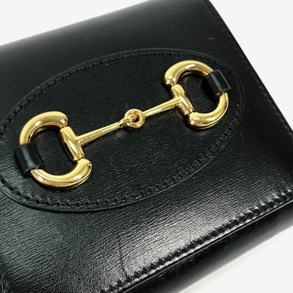 GUCCI Folded wallet 621891 leather black Horsebit