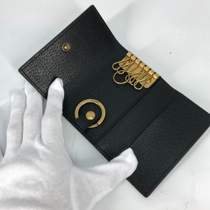 GUCCI Key case Key holder  435305 leather black GG Marmont six hooks