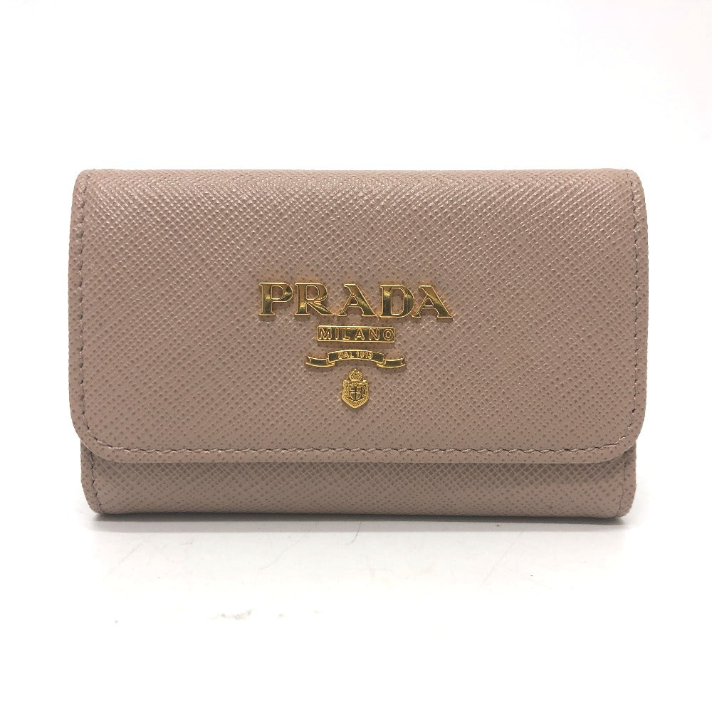 PRADA Key case Key holder  1PG004 saffiano leather pink logo 4 key rings