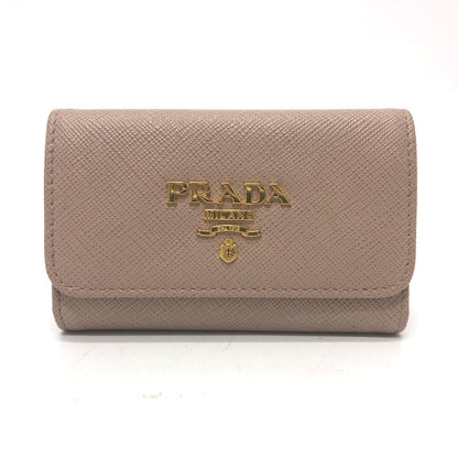 PRADA Key case Key holder  1PG004 saffiano leather pink logo 4 key rings