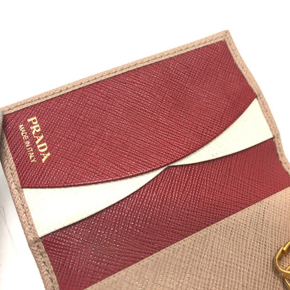 PRADA Key case Key holder  1PG004 saffiano leather pink logo 4 key rings