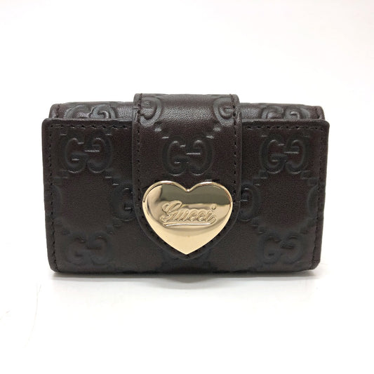 GUCCI Key case Key holder  203551 leather Brown GG Heart plate