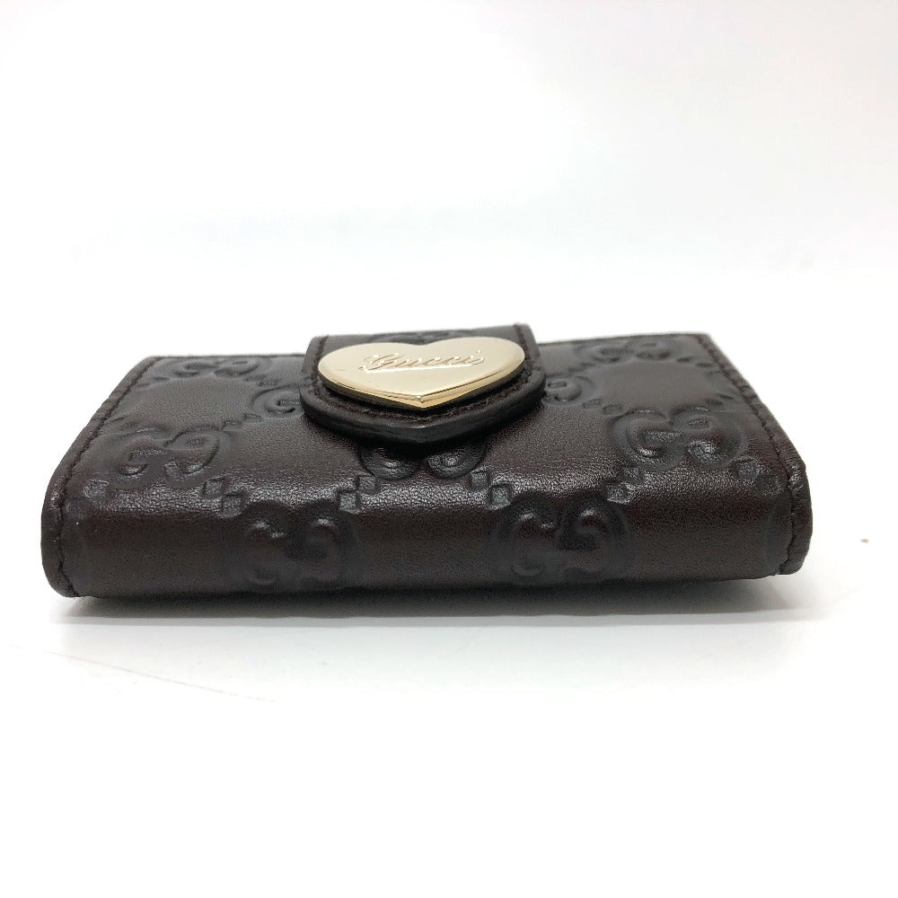 GUCCI Key case Key holder  203551 leather Brown GG Heart plate