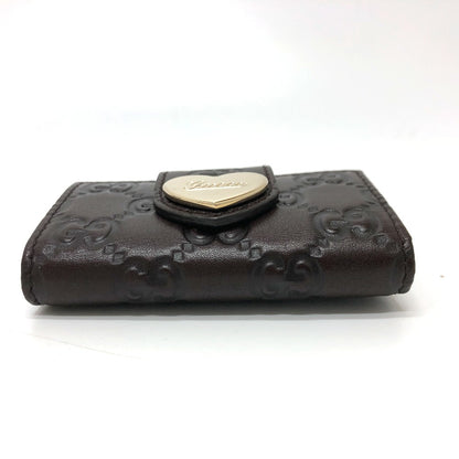 GUCCI Key case Key holder  203551 leather Brown GG Heart plate