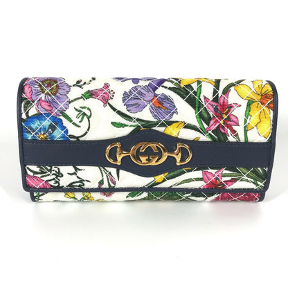 GUCCI Long Wallet Purse 536352 canvas multicolor Flora Floral Flower GG Continental wallet