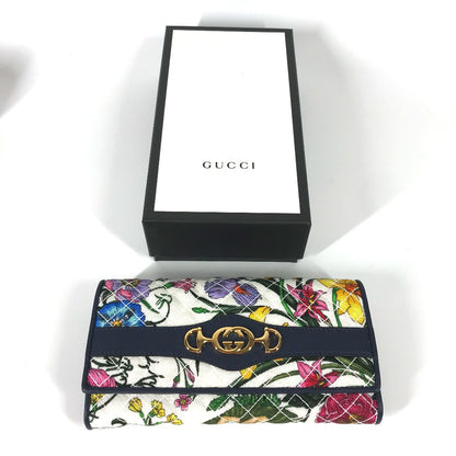 GUCCI Long Wallet Purse 536352 canvas multicolor Flora Floral Flower GG Continental wallet