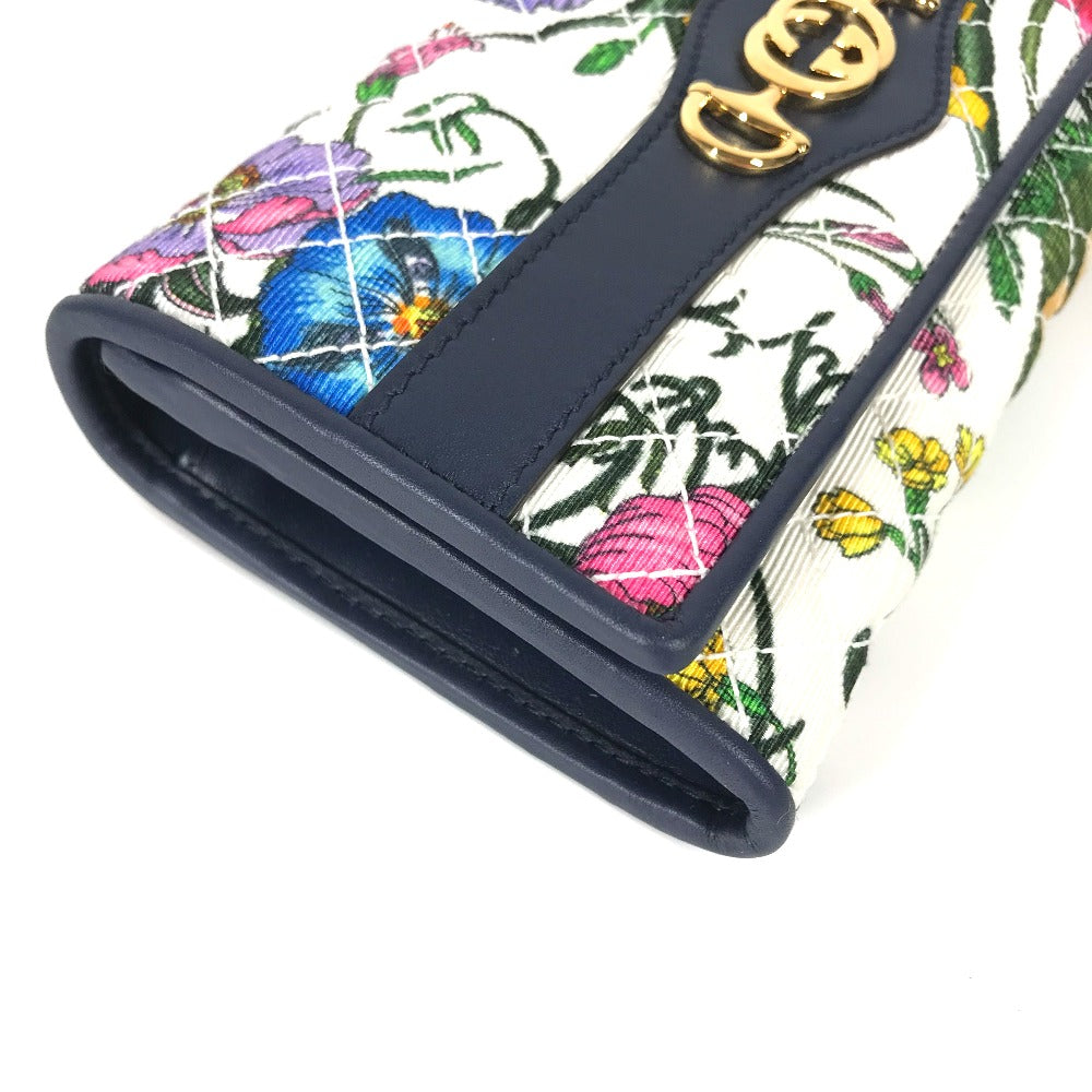 GUCCI Long Wallet Purse 536352 canvas multicolor Flora Floral Flower GG Continental wallet