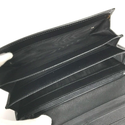 PRADA Long Wallet Purse M608A  Safiano leather black Triangle logo plate Long wallet
