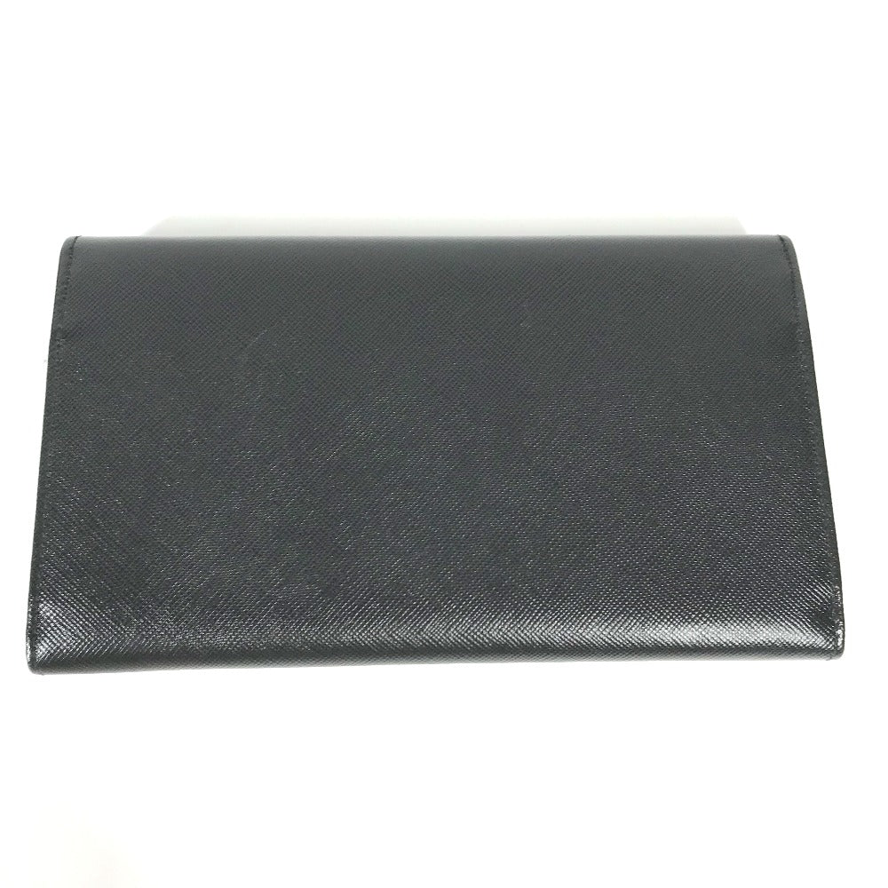 PRADA Long Wallet Purse M608A  Safiano leather black Triangle logo plate Long wallet