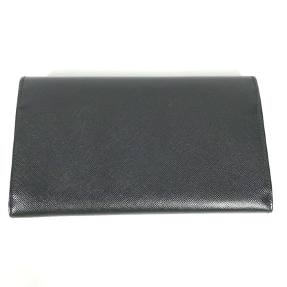 PRADA Long Wallet Purse M608A  Safiano leather black Triangle logo plate Long wallet
