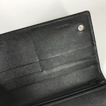 PRADA Long Wallet Purse M608A  Safiano leather black Triangle logo plate Long wallet