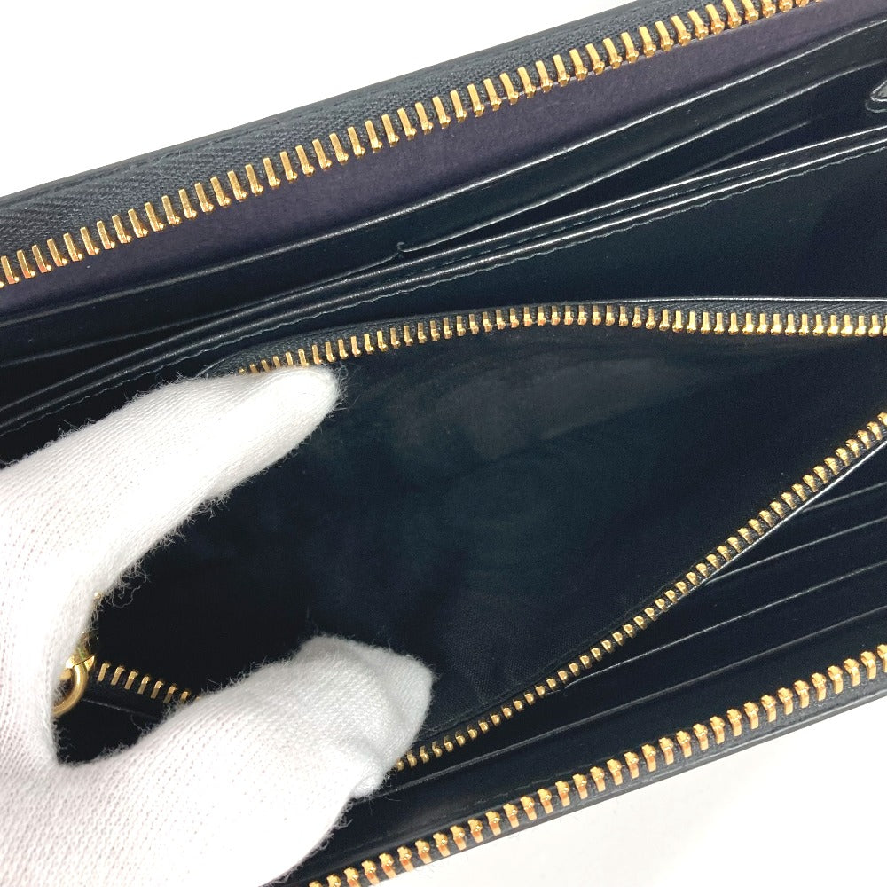 PRADA Long Wallet Purse 1ML506 Leather / nylon black Long wallet Triangle logo plate Women Used Authentic