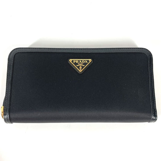 PRADA Long Wallet Purse 1ML506 Leather / nylon black Long wallet Triangle logo plate