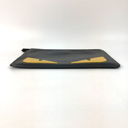FENDI Clutch bag 7N0078 leather black monster