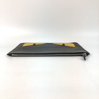 FENDI Clutch bag 7N0078 leather black monster