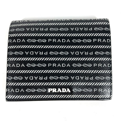 PRADA Folded wallet 1MV204 leather black All-over logo
