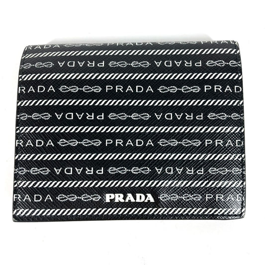 PRADA Folded wallet 1MV204 leather black All-over logo