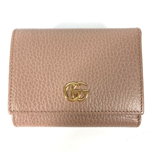 GUCCI Trifold wallet 474746 leather beige Compact wallet GG Marmont