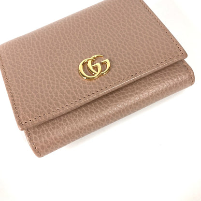 GUCCI Trifold wallet 474746 leather beige Compact wallet GG Marmont