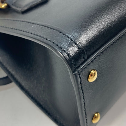 GUCCI Tote Bag 655661 leather black Neon color strap included Diana Mini Bamboo Women Used Authentic