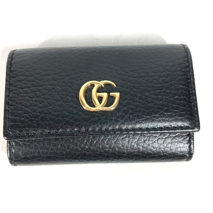 GUCCI Key case Key holder  456118 leather black key GG Marmont Women Used Authentic