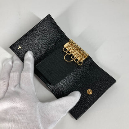 GUCCI Key case Key holder  456118 leather black key GG Marmont Women Used Authentic