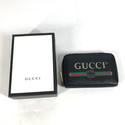 GUCCI Coin case 496319 leather black Coin Pocket Wallet logo