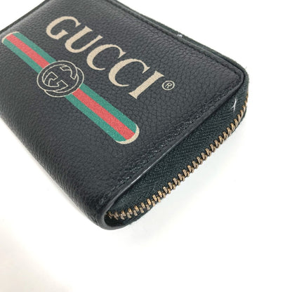 GUCCI Coin case 496319 leather black Coin Pocket Wallet logo
