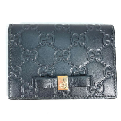 GUCCI Card Case 451192 Sima leather black Guccisima GG Ribbon Ribon