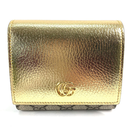 GUCCI Folded wallet 598587 leather gold Compact wallet GG Marmont