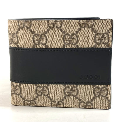 GUCCI Folded wallet 451240 GG Supreme Canvas Black x beige GG Supreme Eden mens Used Authentic