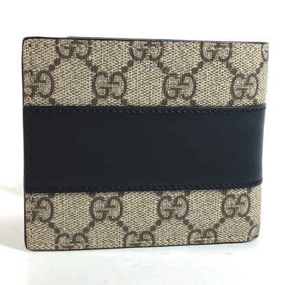 GUCCI Folded wallet 451240 GG Supreme Canvas Black x beige GG Supreme Eden mens Used Authentic