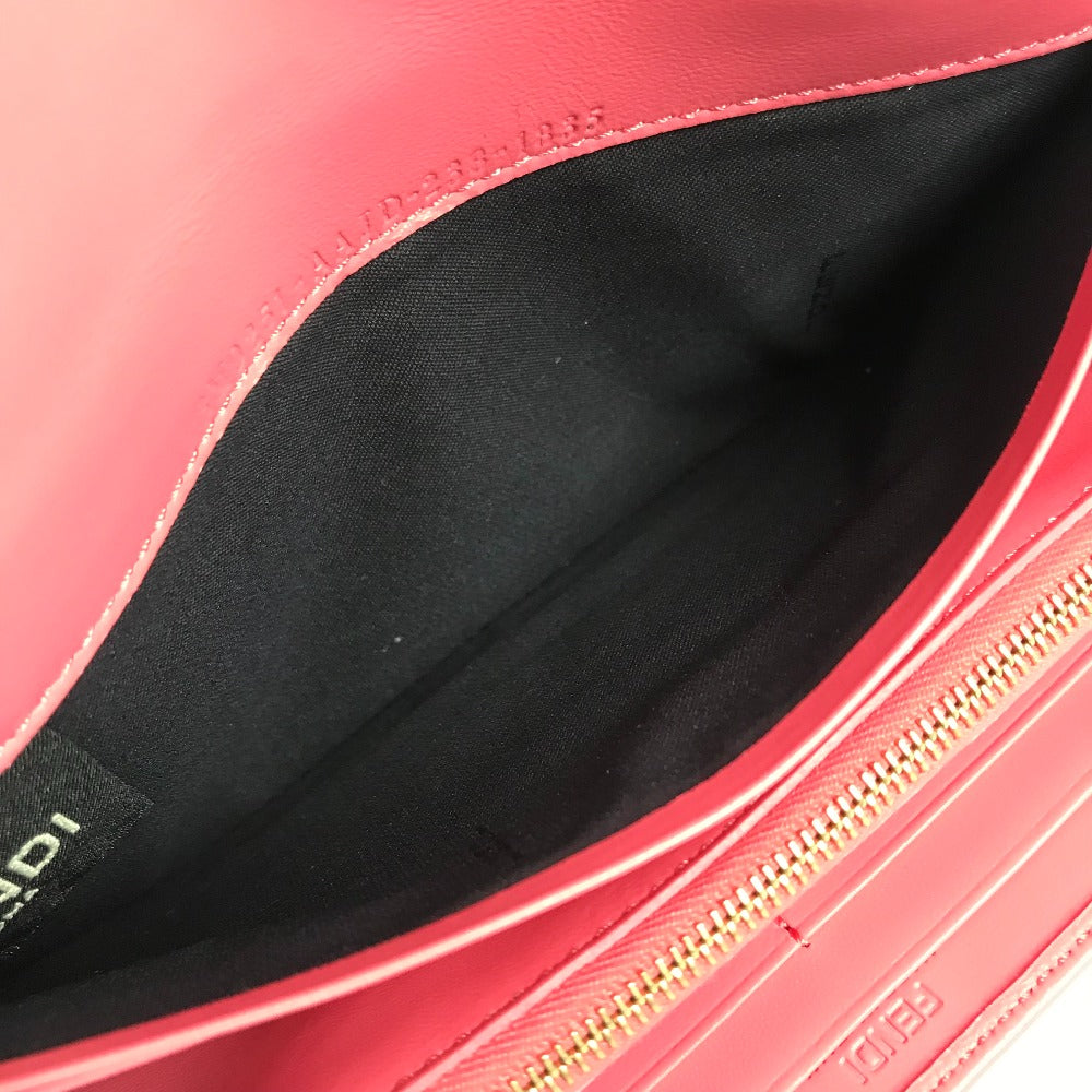 FENDI Long Wallet Purse 8M0251 leather pink Zucca Baguette Continental Women Used Authentic