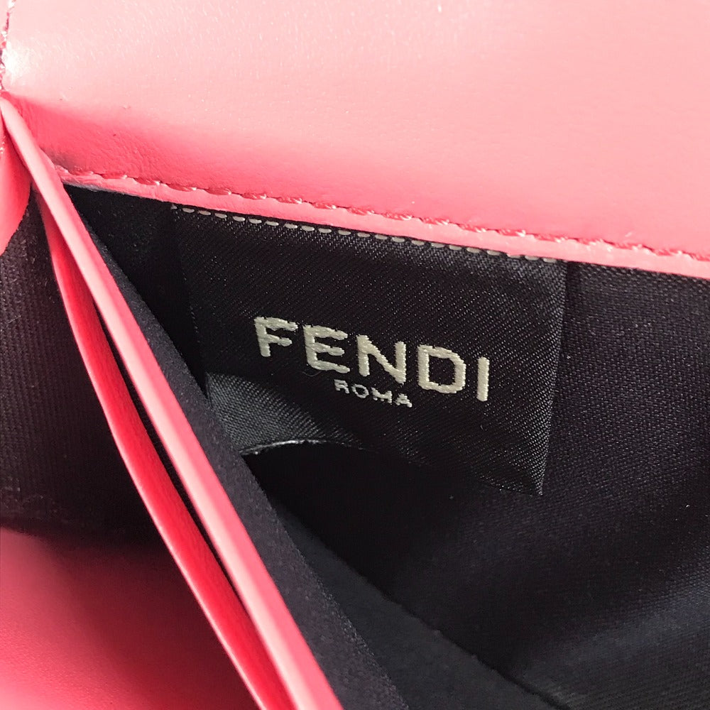 FENDI Long Wallet Purse 8M0251 leather pink Zucca Baguette Continental Women Used Authentic
