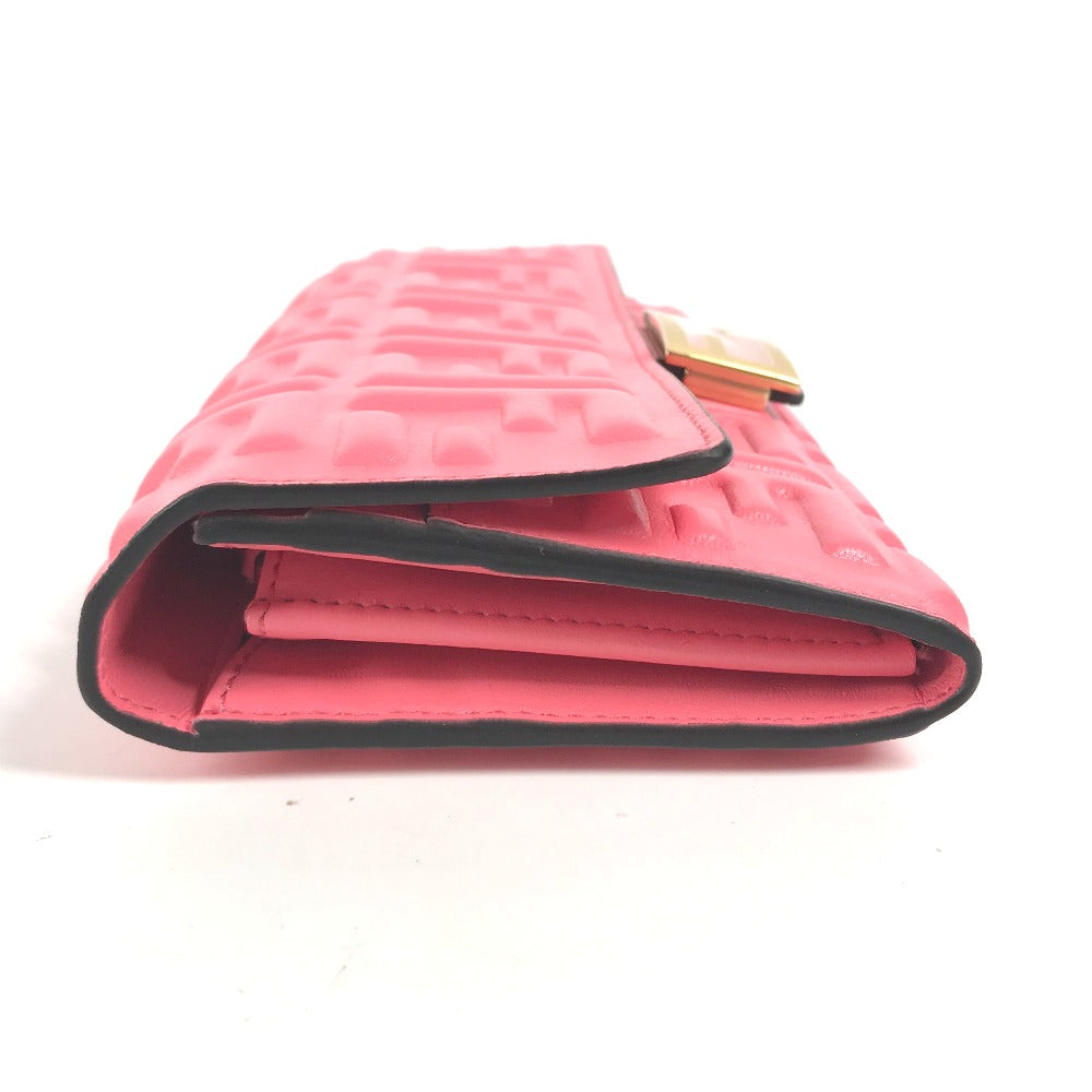 FENDI Long Wallet Purse 8M0251 leather pink Zucca Baguette Continental Women Used Authentic