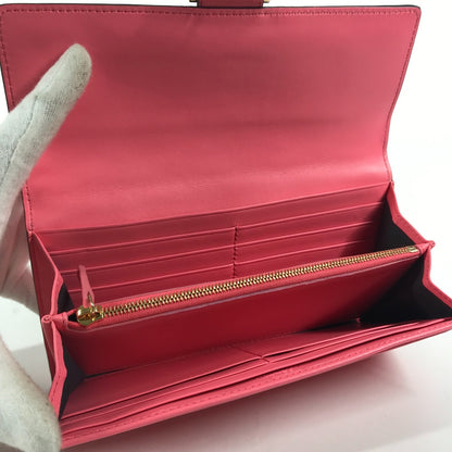 FENDI Long Wallet Purse 8M0251 leather pink Zucca Baguette Continental Women Used Authentic