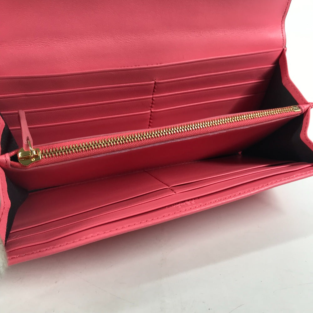 FENDI Long Wallet Purse 8M0251 leather pink Zucca Baguette Continental Women Used Authentic