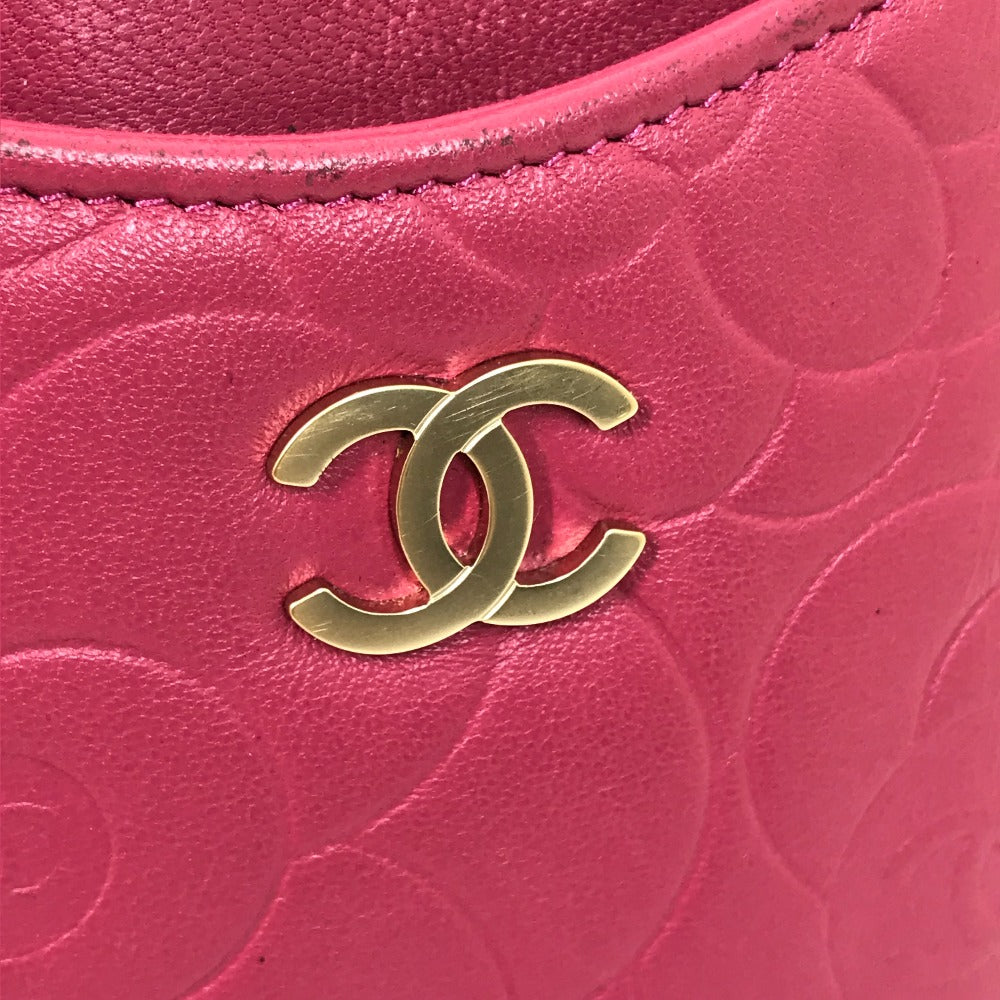 CHANEL Card Case lambskin pink CC COCO Mark Camellia smartphone case