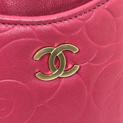CHANEL Card Case lambskin pink CC COCO Mark Camellia smartphone case