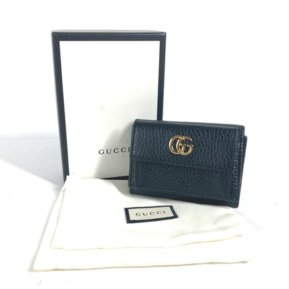 GUCCI Trifold wallet 523277 leather black GG Marmont Women Used Authentic