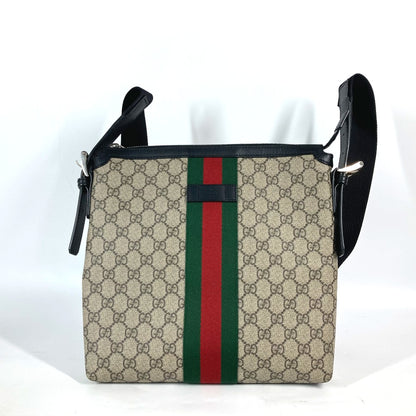 GUCCI Shoulder Bag 387111 GG Supreme Canvas Beige x black GG Supreme Shelly Line Web Line unisex(Unisex) Used Authentic