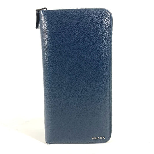 PRADA Long Wallet Purse 2ML220 saffiano leather Navy logo Travel case