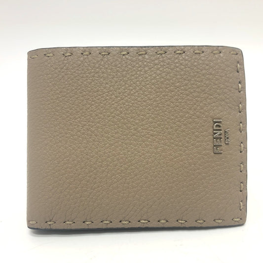 FENDI Folded wallet 7M0194 leather gray stitch Celeria