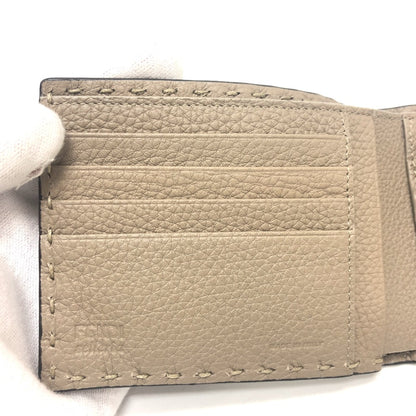 FENDI Folded wallet 7M0194 leather gray stitch Celeria