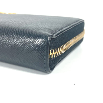 PRADA Long Wallet Purse 1ML506 saffiano leather black logo Heart Bicolor