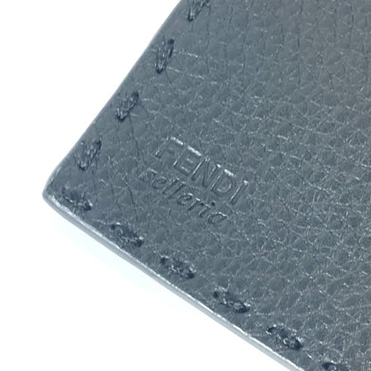 FENDI Long Wallet Purse 7M0186 leather black stitch Celeria