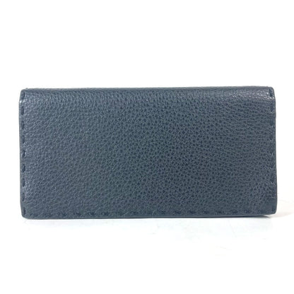 FENDI Long Wallet Purse 7M0186 leather black stitch Celeria