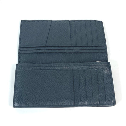 FENDI Long Wallet Purse 7M0186 leather black stitch Celeria