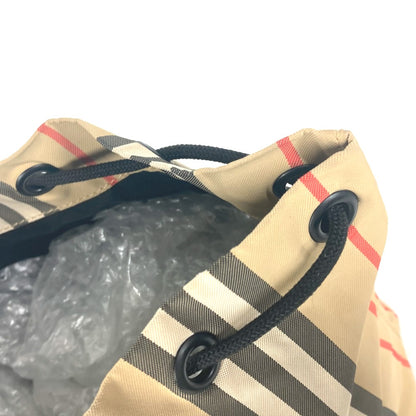 BURBERRY Pouch Nylon beige logo check drawstring bag